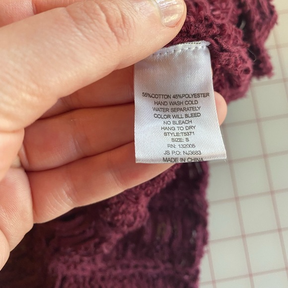 Anthropologie Entro size small burgundy wine purple knit fuzzy boho sweater - Picture 12 of 16